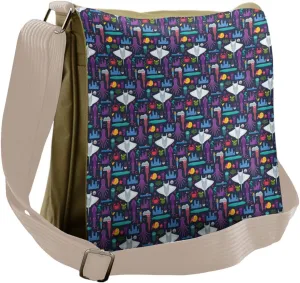 Ambesonne Octopus Messenger Bag, Exotic Aquatic Cartoon, Unisex Cross-body