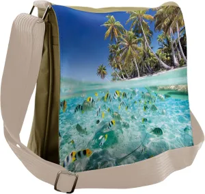 Ambesonne Tropic Messenger Bag, Exotic Island Underwater, Unisex Cross-body