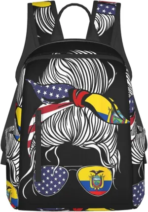 American Ecuadorian Flag Women Women Ecuador Grown Casual Backpacks Large Capacity Laptop Backpack Sports Fitness Rucksack Travel Carry-On Daypack Work Bag for Outdoor Camping