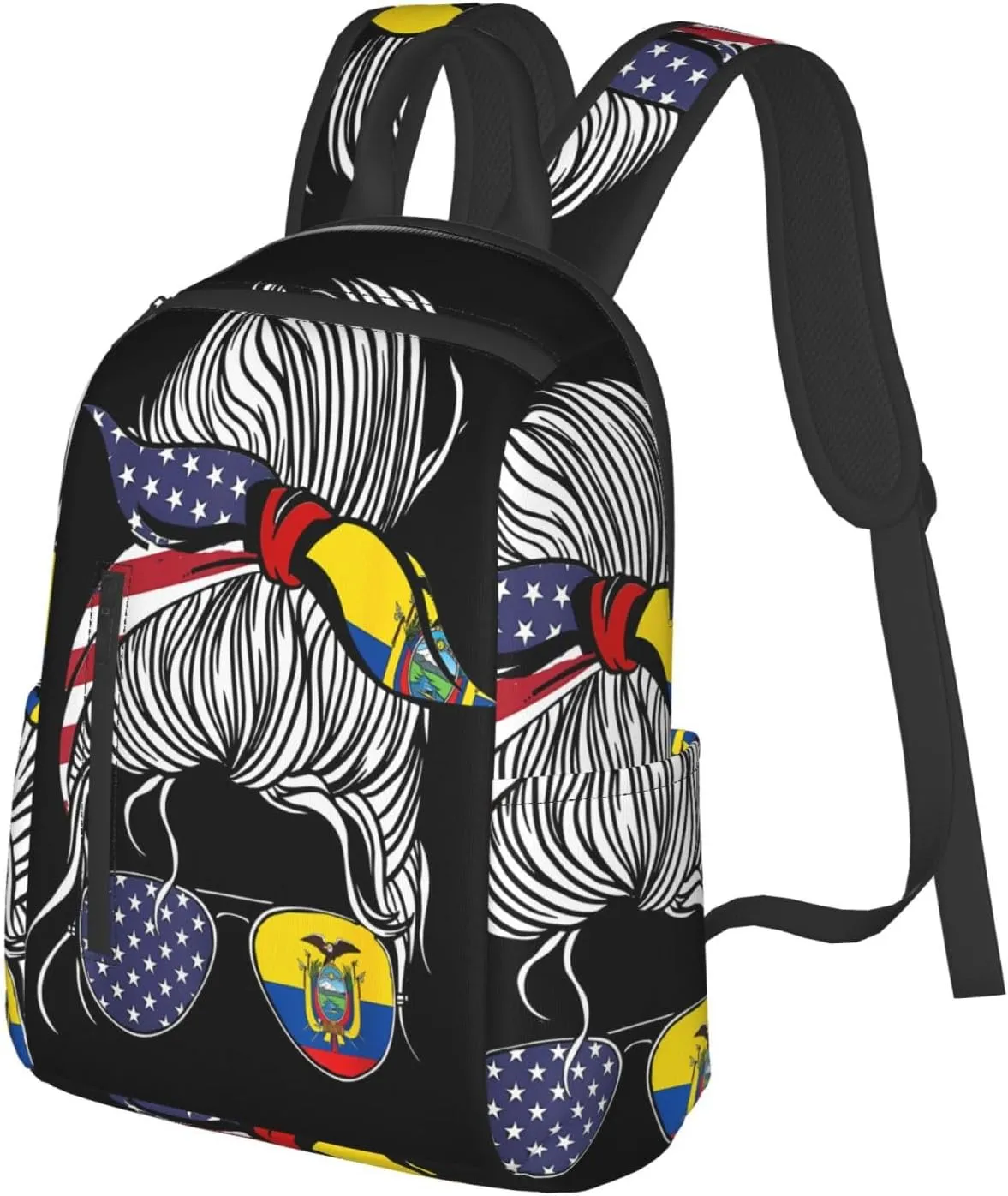 American Ecuadorian Flag Women Women Ecuador Grown Casual Backpacks Large Capacity Laptop Backpack Sports Fitness Rucksack Travel Carry-On Daypack Work Bag for Outdoor Camping
