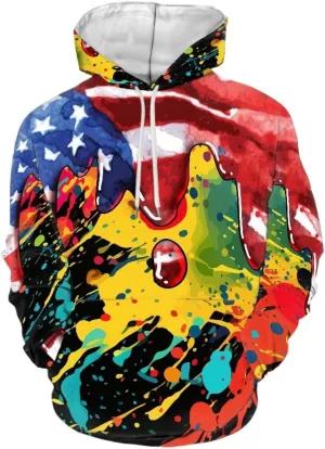 American Flag Hoodie Cool Long Sleeve Casual Sweatshirts With Pocket