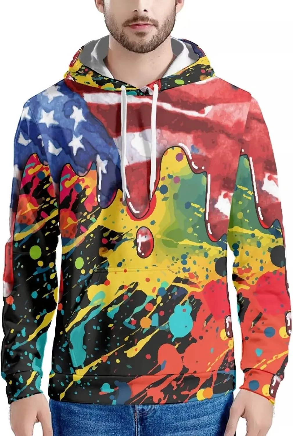 American Flag Hoodie Cool Long Sleeve Casual Sweatshirts With Pocket