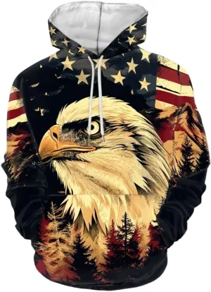 American Flag Hoodie Cool Long Sleeve Casual Sweatshirts With Pocket