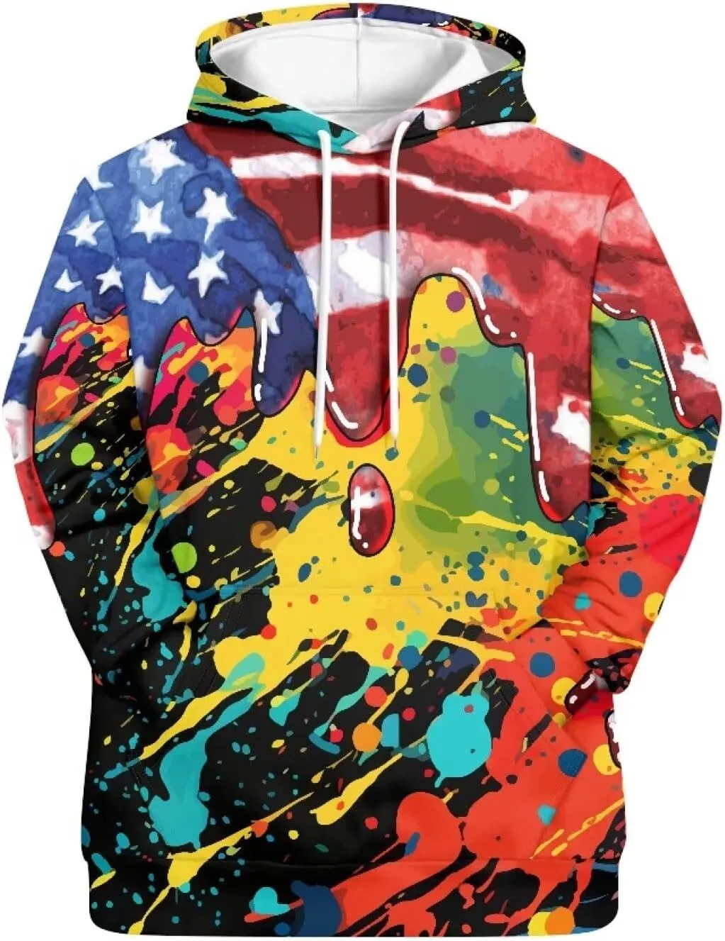 American Flag Hoodie Cool Long Sleeve Casual Sweatshirts With Pocket