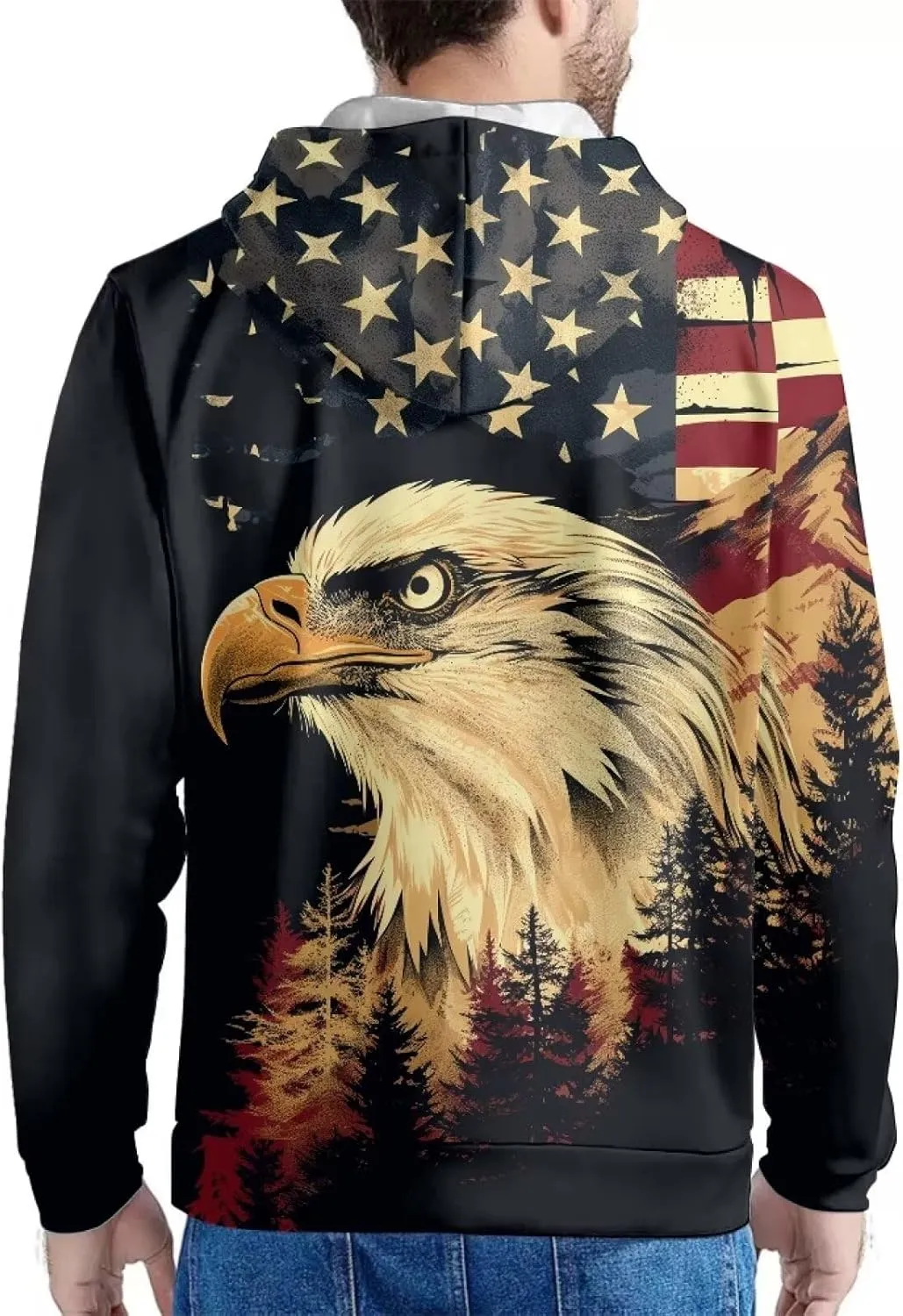 American Flag Hoodie Cool Long Sleeve Casual Sweatshirts With Pocket