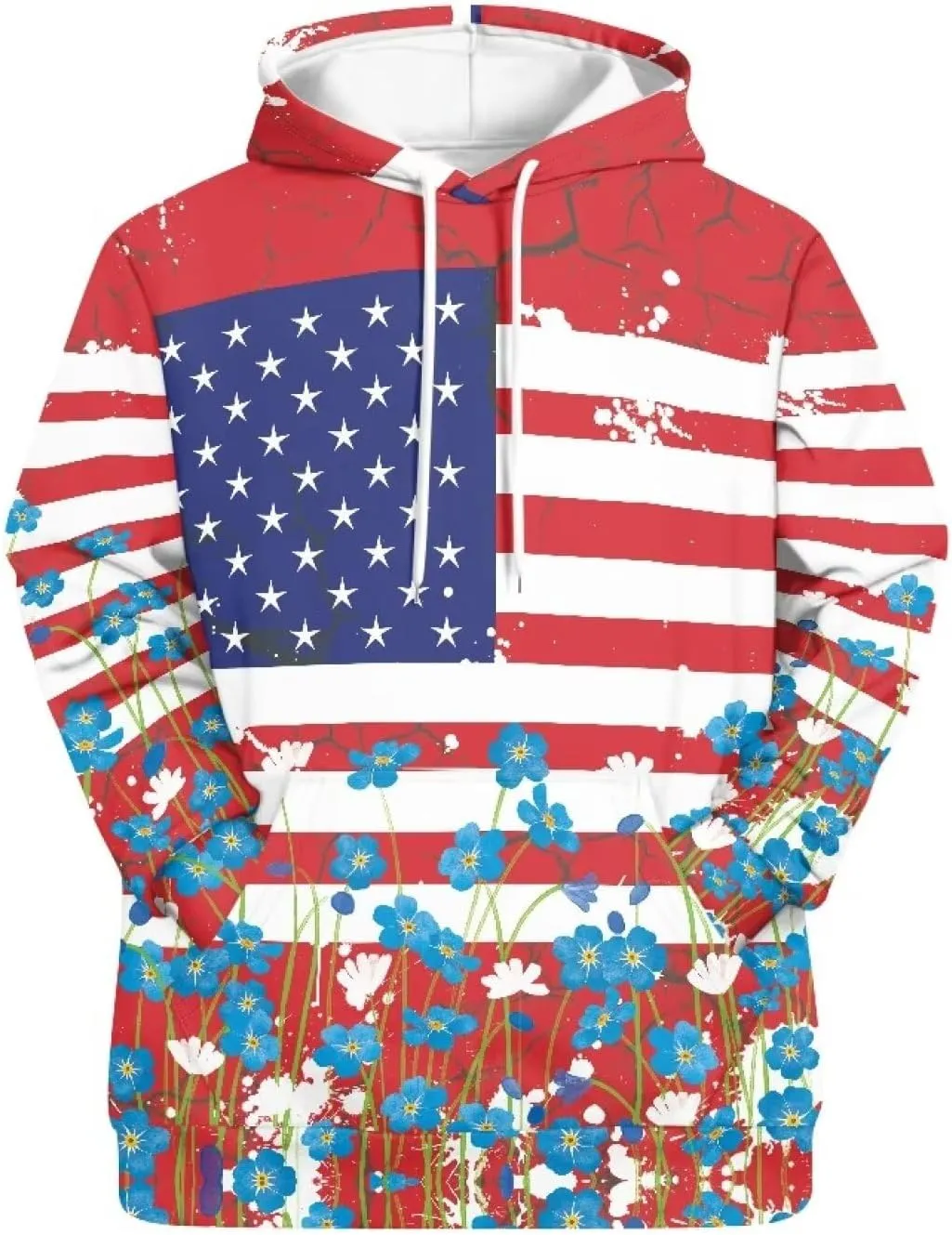 American Flag Hoodie Cool Long Sleeve Casual Sweatshirts With Pocket