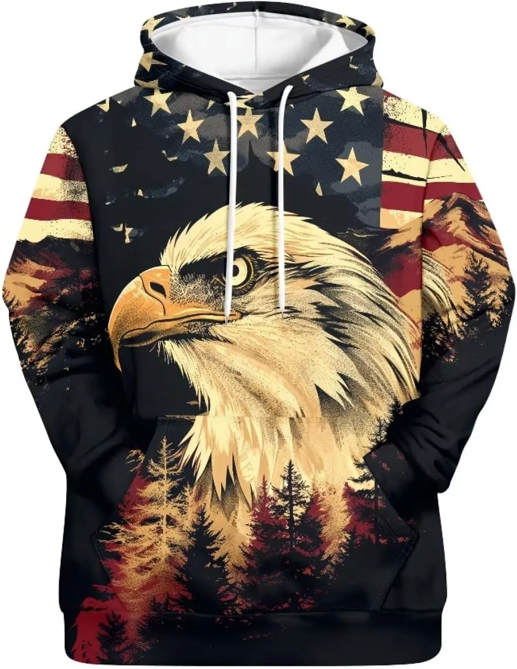 American Flag Hoodie Cool Long Sleeve Casual Sweatshirts With Pocket