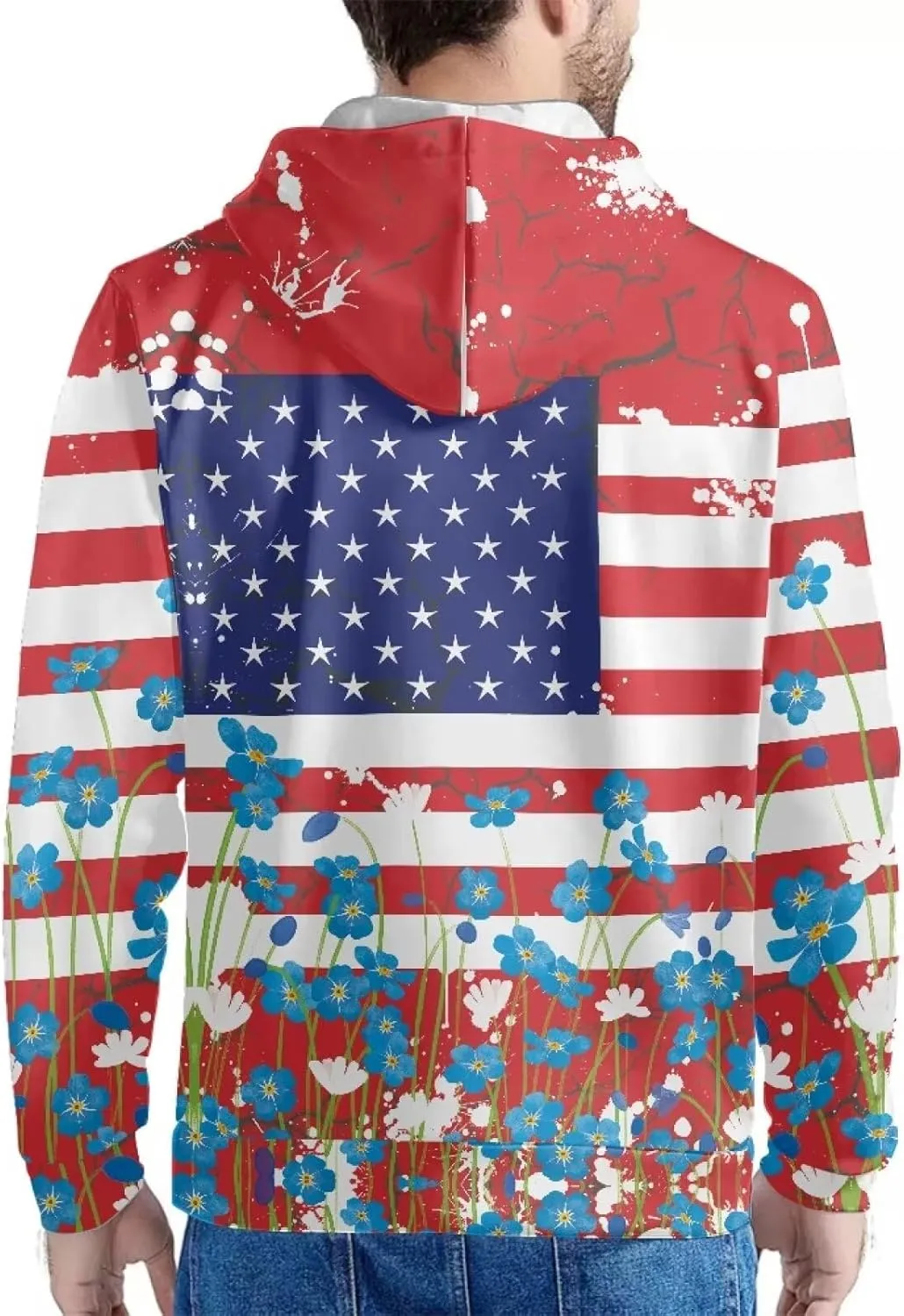 American Flag Hoodie Cool Long Sleeve Casual Sweatshirts With Pocket