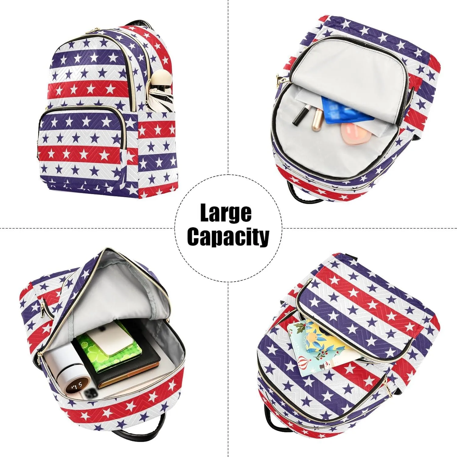 American Flags with Colorful Stars Mini Backpack for Women, Travel Backpack Purse for Ladies Fashion Shoulder Bag Daypack Travel Bag