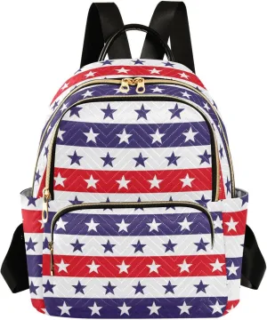 American Flags with Colorful Stars Mini Backpack for Women, Travel Backpack Purse for Ladies Fashion Shoulder Bag Daypack Travel Bag