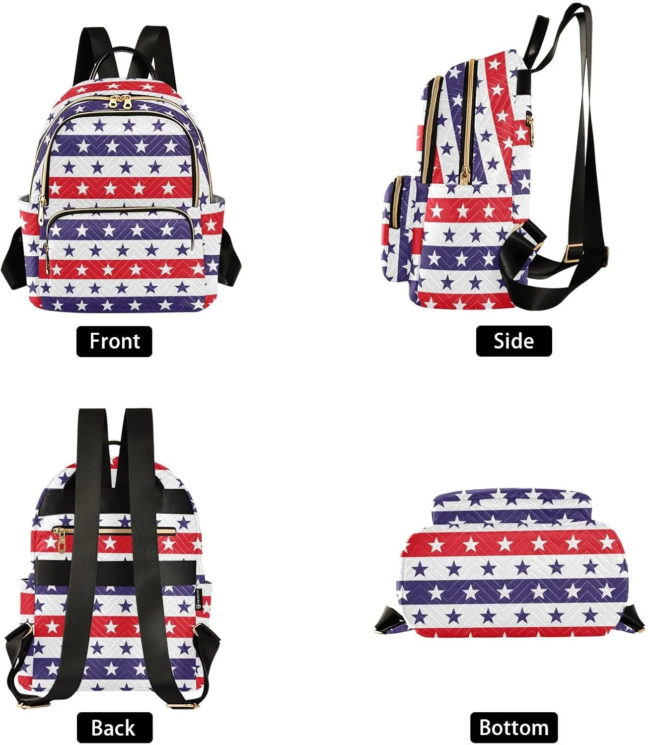 American Flags with Colorful Stars Mini Backpack for Women, Travel Backpack Purse for Ladies Fashion Shoulder Bag Daypack Travel Bag