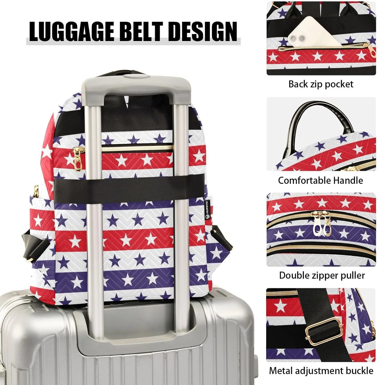 American Flags with Colorful Stars Mini Backpack for Women, Travel Backpack Purse for Ladies Fashion Shoulder Bag Daypack Travel Bag