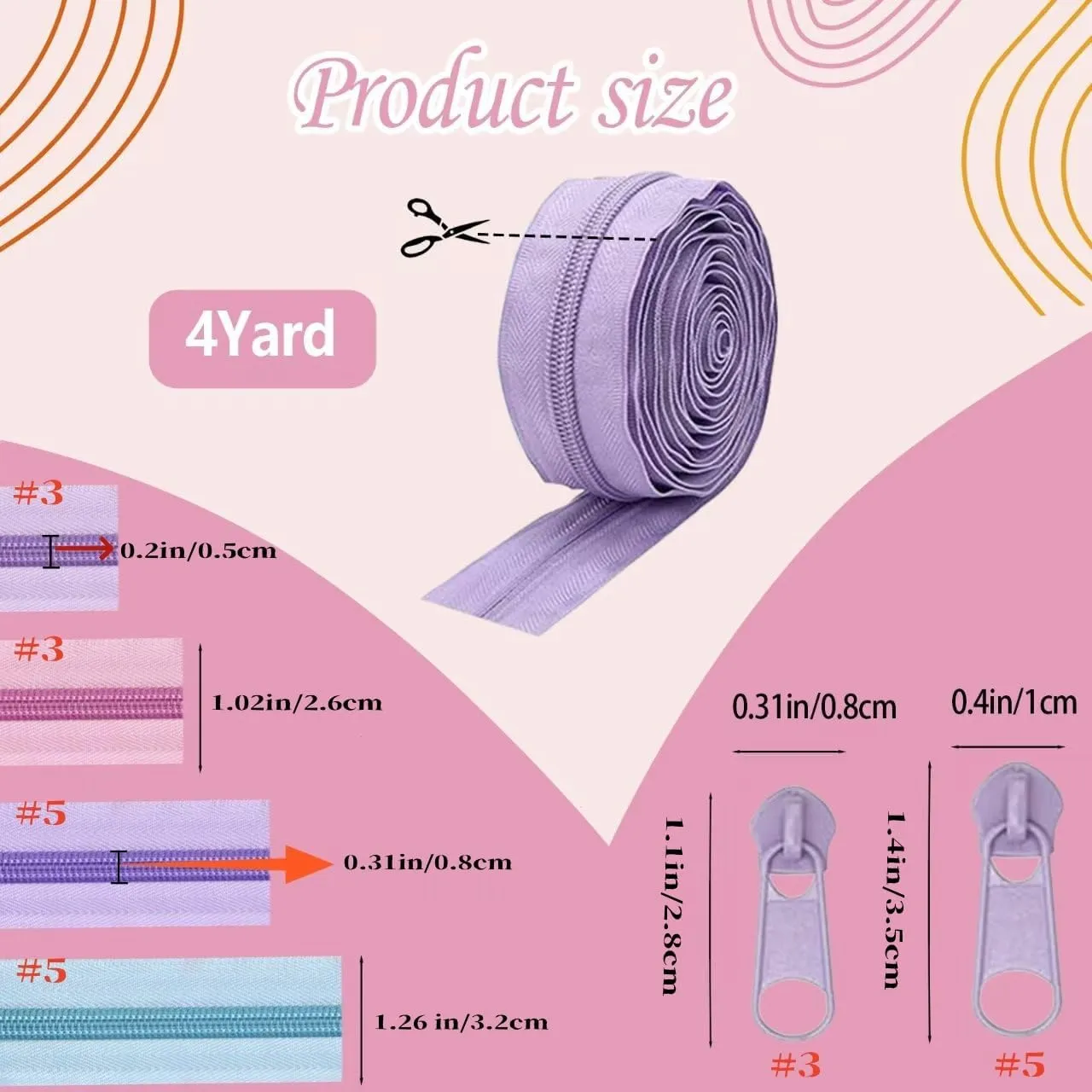 Amtvuzy 80 Yards 20 Colors Zipper,#5 Nylon Coil Zippers Bulk for Sewing,DIY Crafts and Tailoring with 200 Zipper Sliders,Zippers by The Yard for Clothes,Bags and Purse Making Supplies,etc.