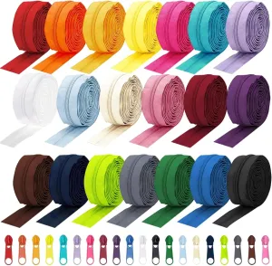 Amtvuzy 80 Yards 20 Colors Zipper,#5 Nylon Coil Zippers Bulk for Sewing,DIY Crafts and Tailoring with 200 Zipper Sliders,Zippers by The Yard for Clothes,Bags and Purse Making Supplies,etc.