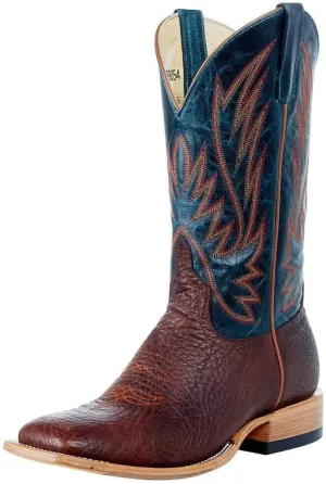 Anderson Bean Men`s Top Hand Cowboy Comanche Shrunken Shoulder 13` Navy Explosion Top Boot Brown 10 EE