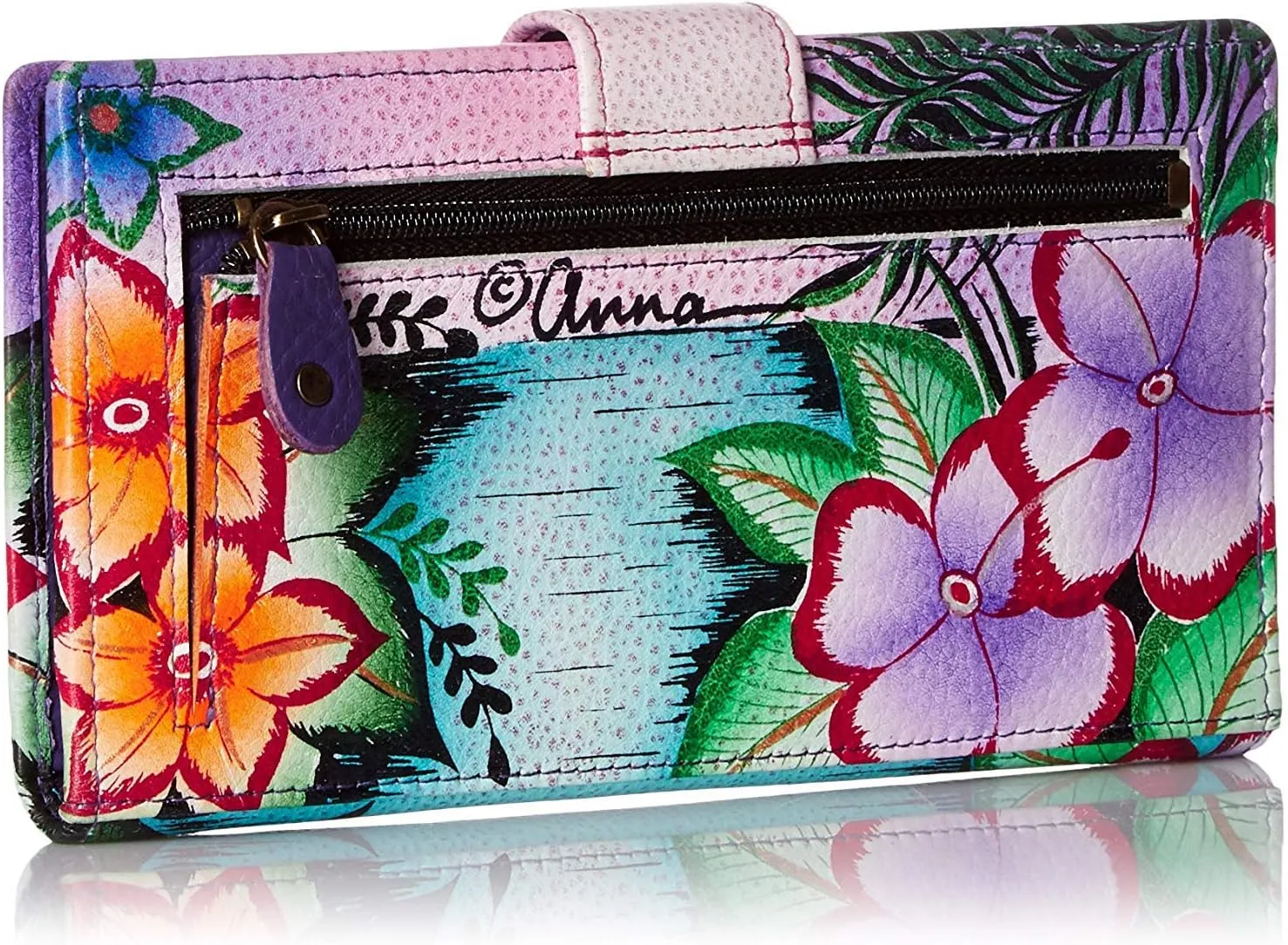 Anna by Anuschka Women's Original Leather Hand-Painted Two Fold Organizer Wallet