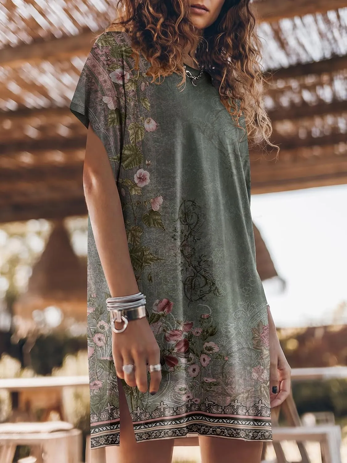ANRABESS Women’s Summer T Shirt Dress 2025 Beach Vacation Travel Outfits Casual Simple Soft Mini Sundress Cover Up Clothes