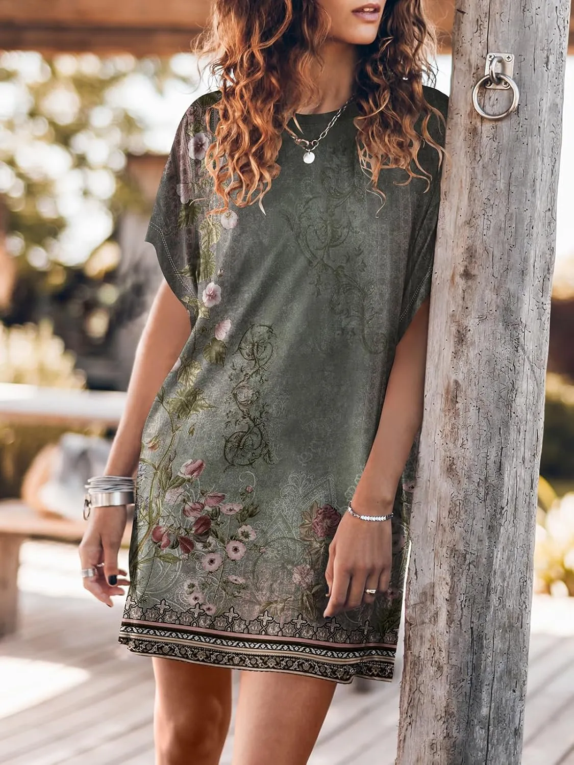 ANRABESS Women’s Summer T Shirt Dress 2025 Beach Vacation Travel Outfits Casual Simple Soft Mini Sundress Cover Up Clothes