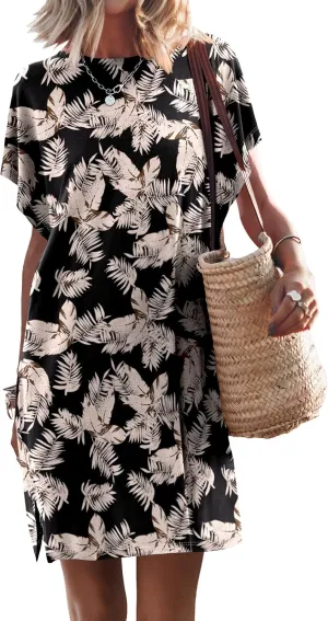 ANRABESS Women’s Summer T Shirt Dress 2025 Beach Vacation Travel Outfits Casual Simple Soft Mini Sundress Cover Up Clothes