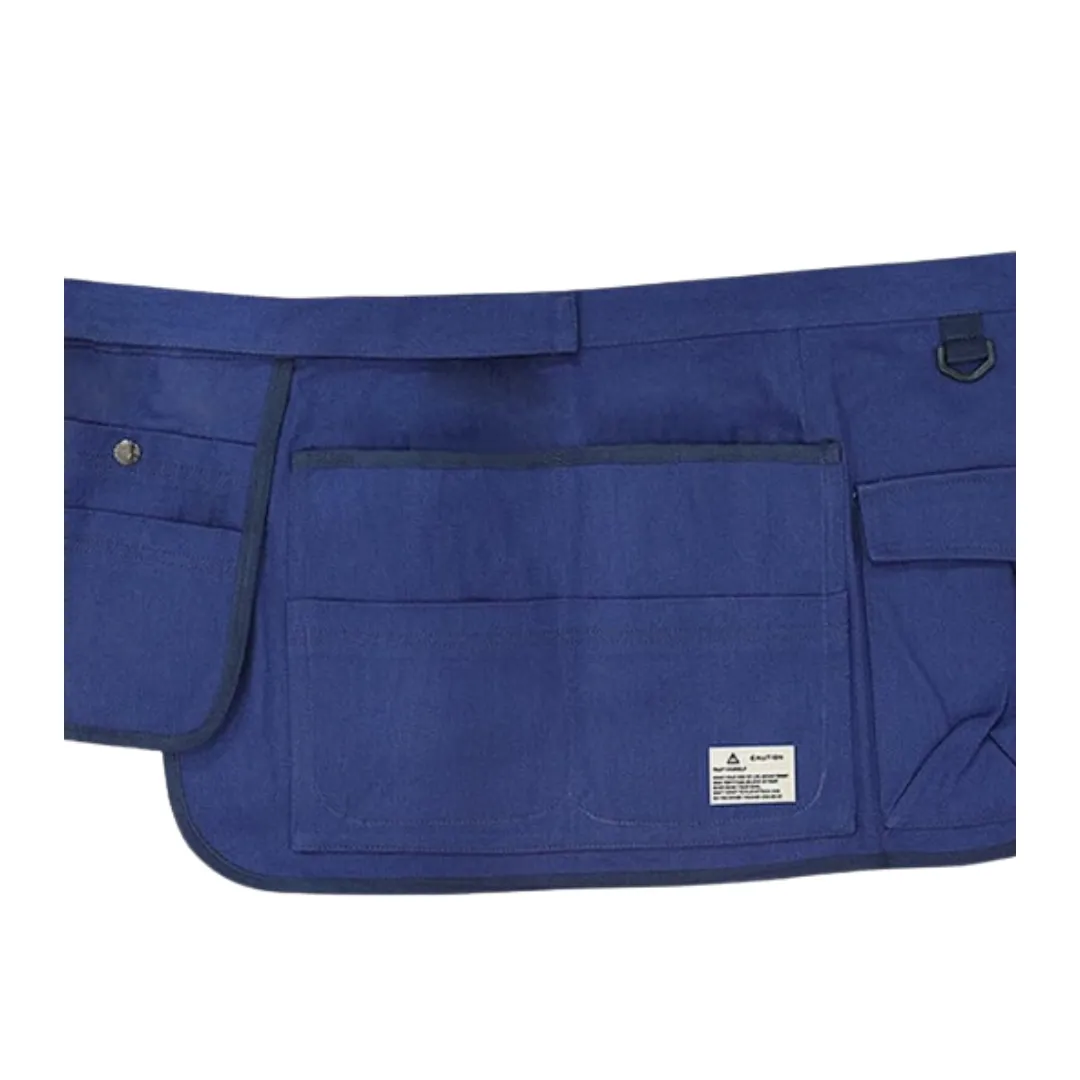 ANYHOUZ Gardening Apron Blue Half Waist Canvas Multi Pocket Adjustable Industrial Tools Overalls For Men and Women