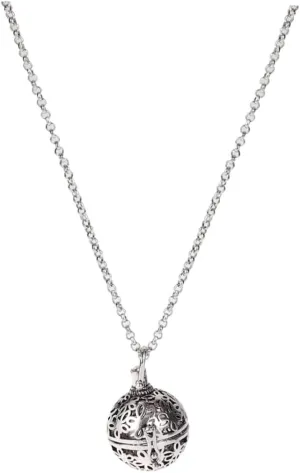 Aromatherapy Necklace Round Diffuser Locket Jewelry Antique Silver Hollow Design Stylish Pendant for Unique
