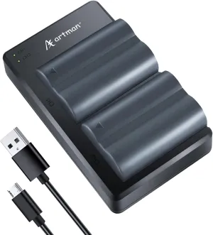 Artman BP-511 BP-511a Battery 2-Pack 2200mAh and Dual USB Charger Set Compatible with Canon EOS 5D 50D 40D 30D 20Da 20D 10D 300D Digital Rebel D30 D60 PowerShot G6 G5 G3 G2 G1 Pro 1 Pro 90 Camera