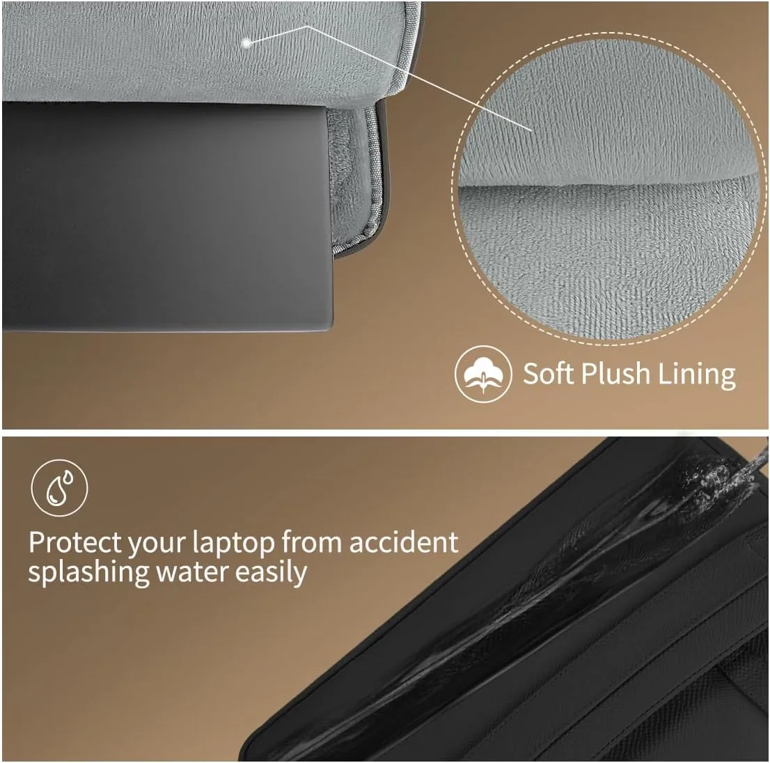 ARVOK 15 15.6 16 inch Leather Laptop Case for MacBook Air/MacBook Pro 15-16 inch, Dell XPS 15 Plus, MacBook Pro A1990 A1707, Water-Resistant Protective Case for HP/Dell/Lenovo/Asus/Acer/Samsung
