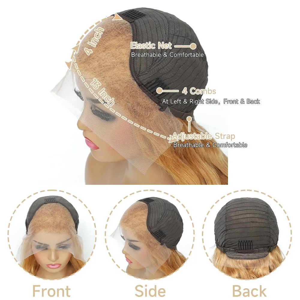 Ash Blonde with Silver Gray Highlight Lace Front Wig Human Hair 180% Density 13x4 Body Wave Mini Knots HD Invisible Lace Wig for Women Glueless Milk Tea Brown Colored with Silver Blonde Wigs 30 Inch