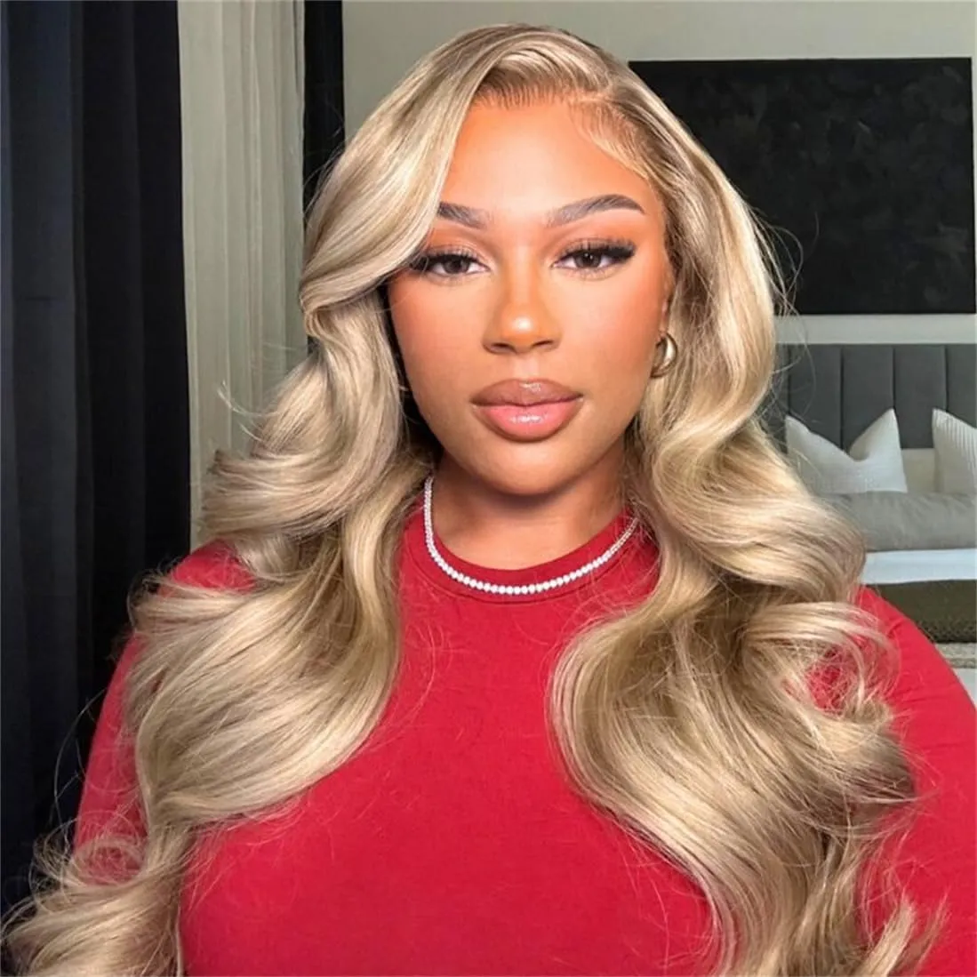 Ash Blonde with Silver Gray Highlight Lace Front Wig Human Hair 180% Density 13x4 Body Wave Mini Knots HD Invisible Lace Wig for Women Glueless Milk Tea Brown Colored with Silver Blonde Wigs 30 Inch