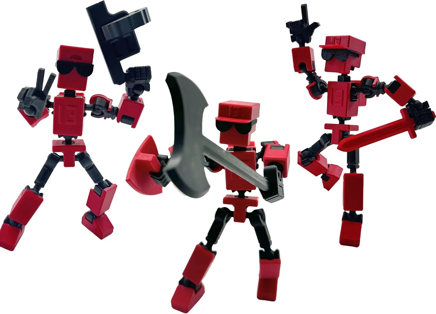 (Assembly Completed) 3D Printed 6.65-inch Action Figure Mini-13, Full Body Mechanical Movable Toy, Multiple Accessories, Desk Decoration, Creative Gifts (Red)