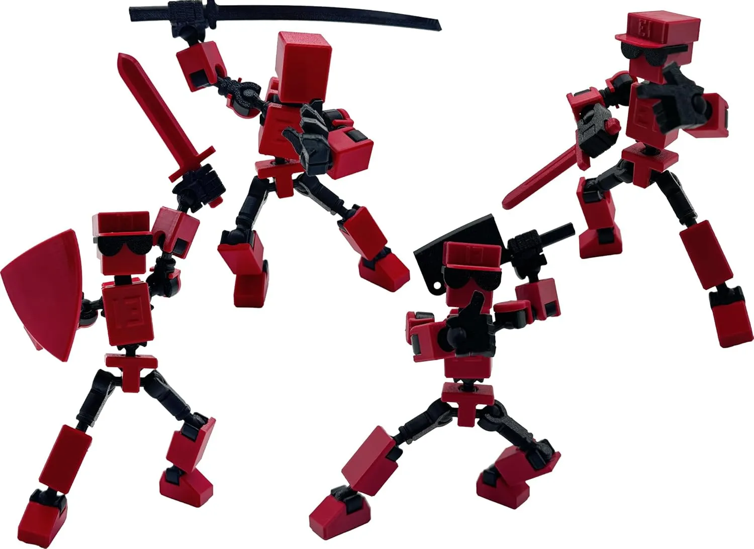 (Assembly Completed) 3D Printed 6.65-inch Action Figure Mini-13, Full Body Mechanical Movable Toy, Multiple Accessories, Desk Decoration, Creative Gifts (Red)