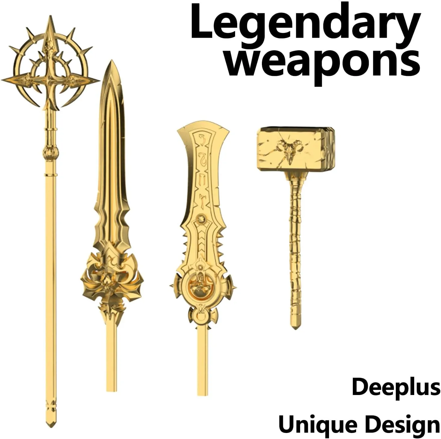 (Assembly Completed) 3D Printed T13 Action Figure 5.54-inch Titan 13 Action Figure with 9 Types of Weapons and 5 Types of Hands, Dummy 13 Action Figure，Lucky 13 Action Figure (Golden)