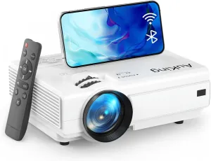 AuKing Projector with Wifi and Bluetooth, 2025 Upgraded Full HD 1080P Mini Projector, Home Theater Video Projector Compatible with HDMI/USB/AV/Smartphone/TV Box/Laptop