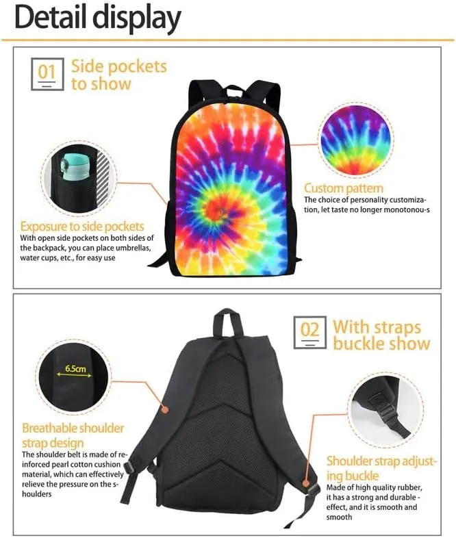 Australian Shepherd Watercolor Splash 3 Pcs Backpack Set for Back to Vivid Dog Hand Drawing School Bookbag Teen Shoulder School Bags Insulated Lunchbox with Pencil Case