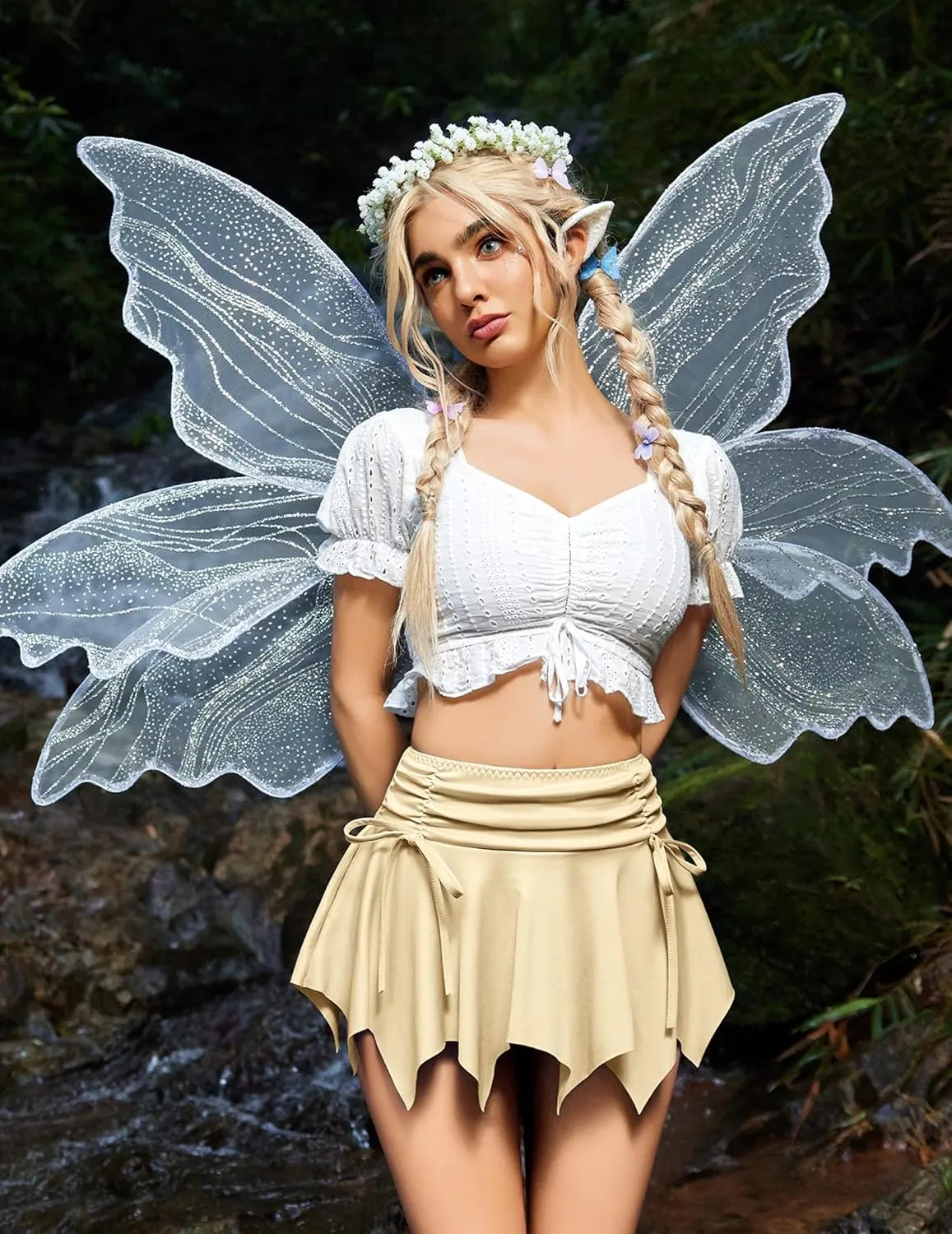 Avidlove Mini Skirt Flowy Stretchy Hem Sexy Y2k Asymmetrical Skirt with Drawstring Ruched Bow Beach Short Skirt
