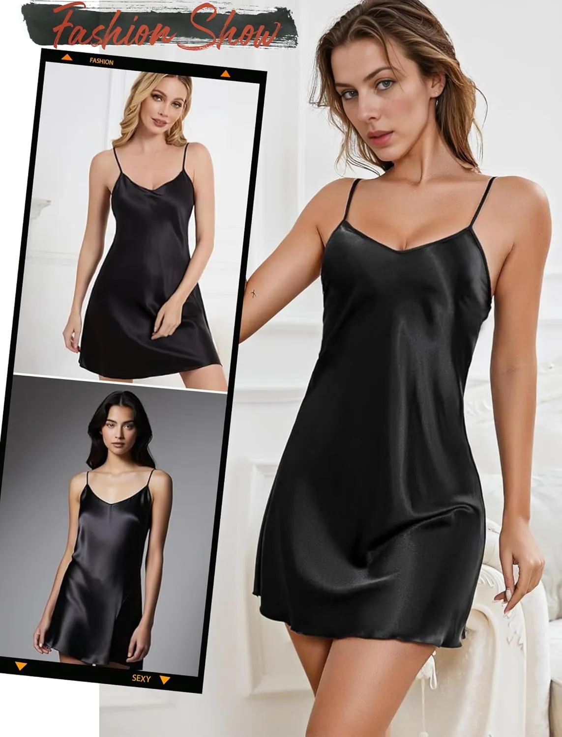 Avidlove Satin Nightgowns for Women Babydoll Lingerie Slip Dress Sexy Sleepwear V Neck Nighty Chemise