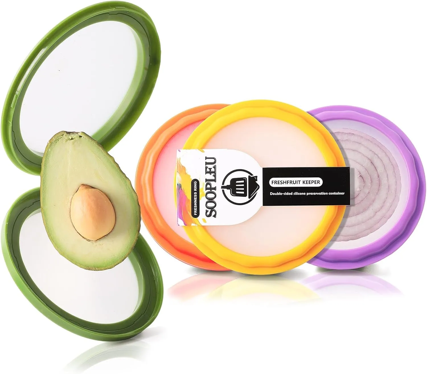 Avocado Saver and Tomato Holder - Set of 4 Reusable Storage Containers for Fridge - Ideal for Garlic, Onions, Lemons, and Potatoes