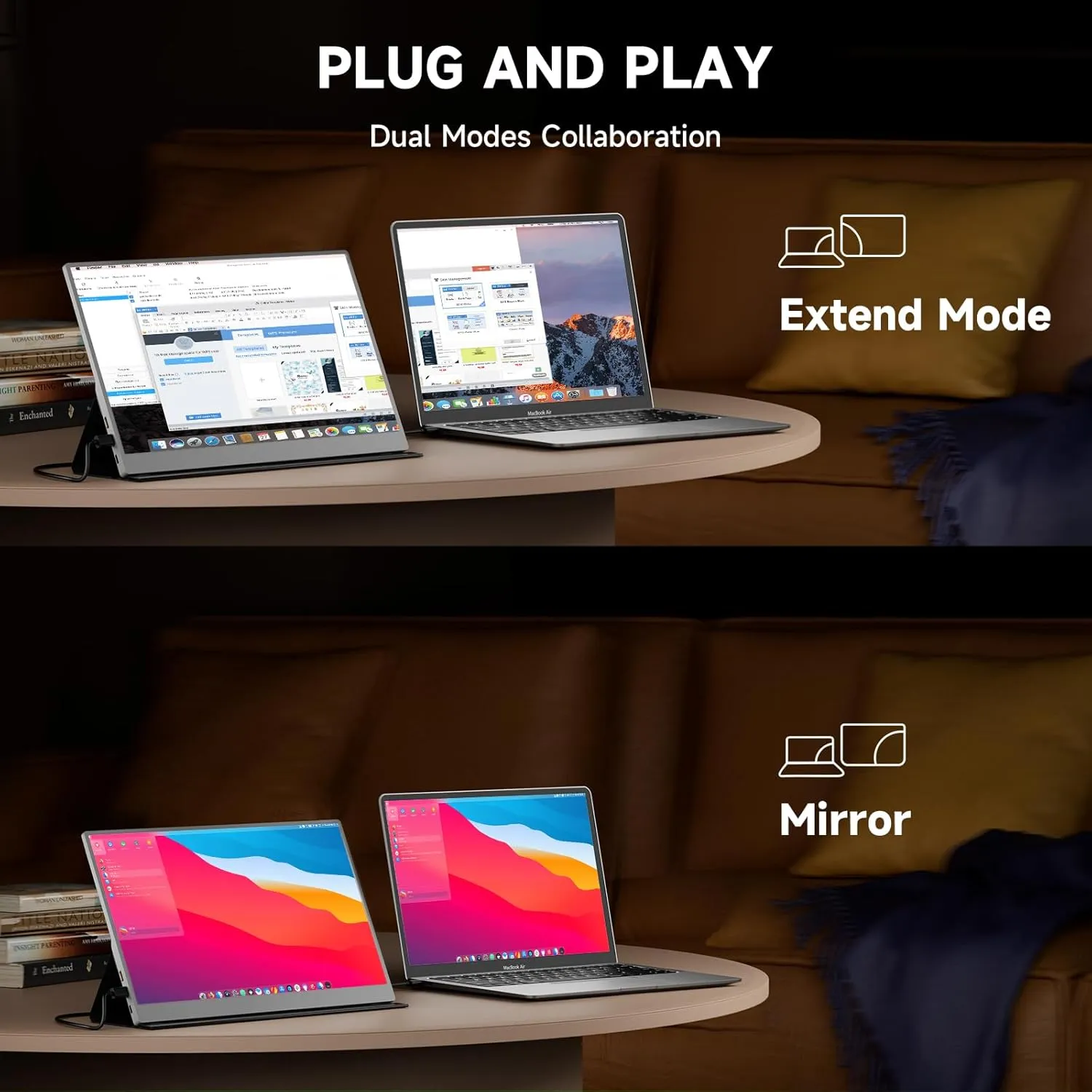 AYY Portable Monitor for Laptop 15.6 Inch FHD 1080P, USB-C/HDMI Gaming Travel Laptop Screen Extender Monitor Portable for PC/Mac/Phone/PS5/PS4/Xbox/Switch, IPS HDR Computer Monitor w/Smart Cover(Grey)
