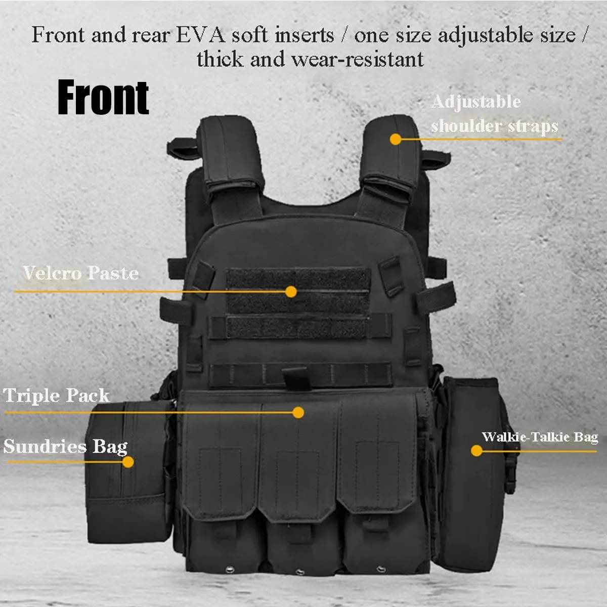 AZB Tactical Vest For Men Quick Release Breathable Paintball Airsoft Vest Adjustable