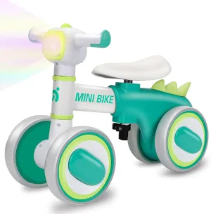Baby Balance Bike for 1 Year Old Boys Girls Toddler Balance Bike 12-18-36 Months 4 Wheels Mini Walking Ride on Toys with Colorful Lighting 1-3 Years Old Kids Infant First Birthday Gifts
