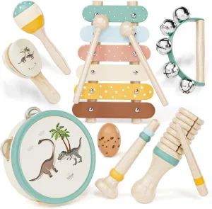 Baby Musical Instruments for Toddlers 1-3, Montessori Wooden Toys for 1 Year Old, Xylophone Maracas Percussion Set with Storage Bag, Learning Toys for Boys Girls Age 2-4, Christmas Birthday Gift