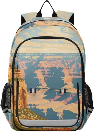 Backpack Colorful Grand Canyon Travel Laptop Daypack Shoulder Bag Book Bag Daypack with Reflective Strip 12.9 ×17.7 In