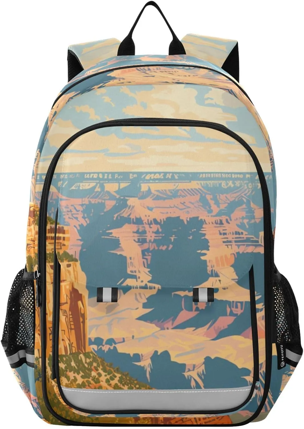 Backpack Colorful Grand Canyon Travel Laptop Daypack Shoulder Bag Book Bag Daypack with Reflective Strip 12.9 ×17.7 In