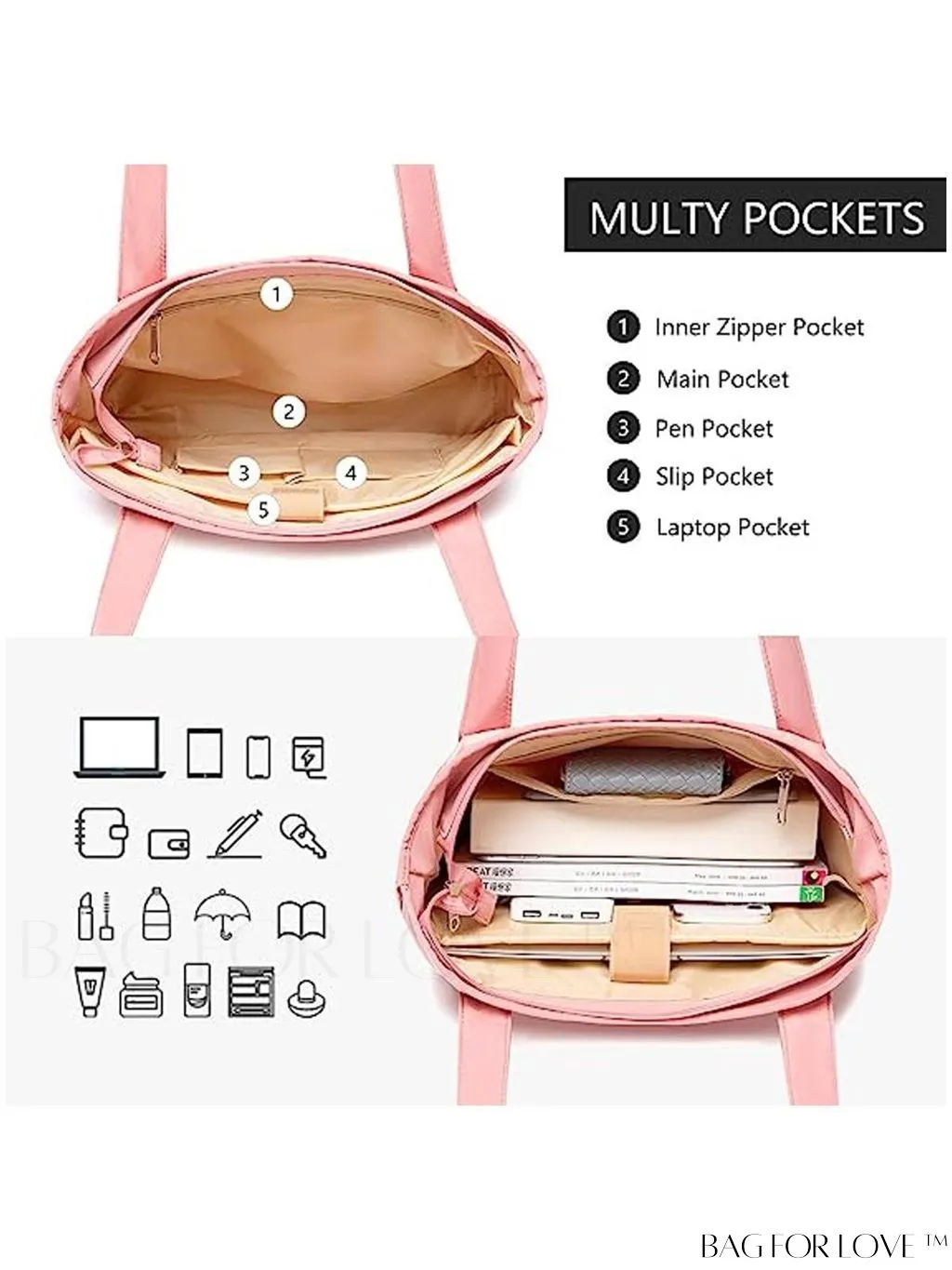 BagForLove - Professional and concise product title: Stylish and Functional Womens Laptop Tote Bag - Ideal Work and School Handbag