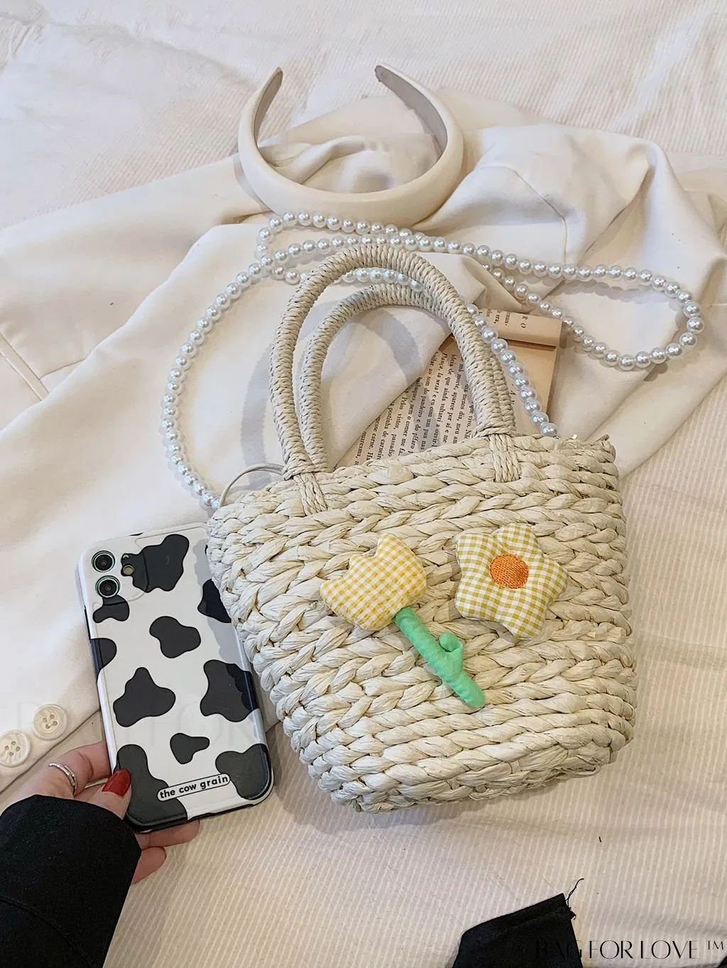 BagForLove - Stylish Straw Woven Handbag with Charming Floral Accents for Summer