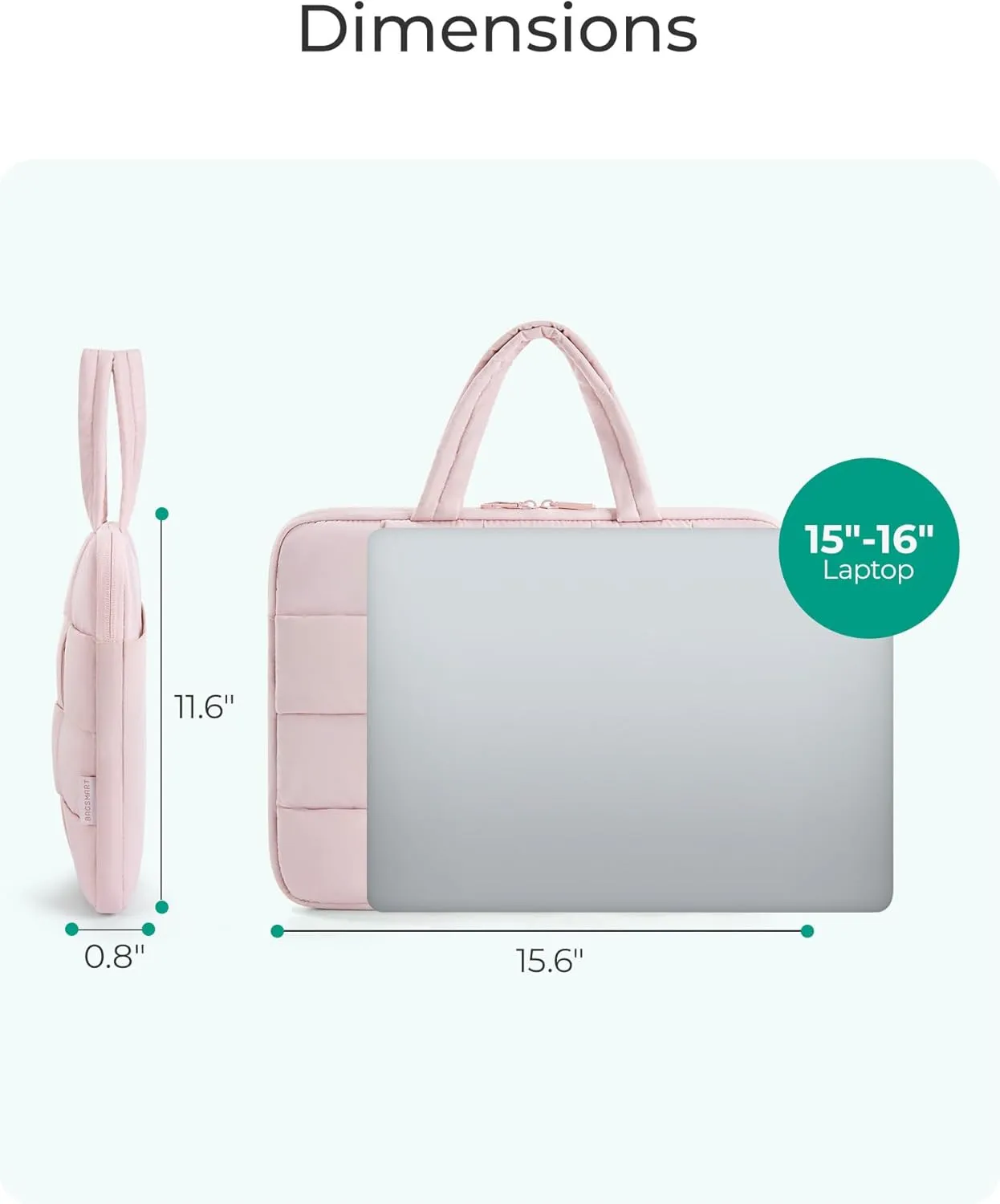 BAGSMART 15.6 Inch Laptop Case, Lightweight Puffy Laptop Sleeve with Handle, Macbook Case Sleeve Fitted with MacBook Air Pro 15 16 Inch M4 M3 M2 M1, Laptop Bag for Women Fitted with Dell,HP, Black