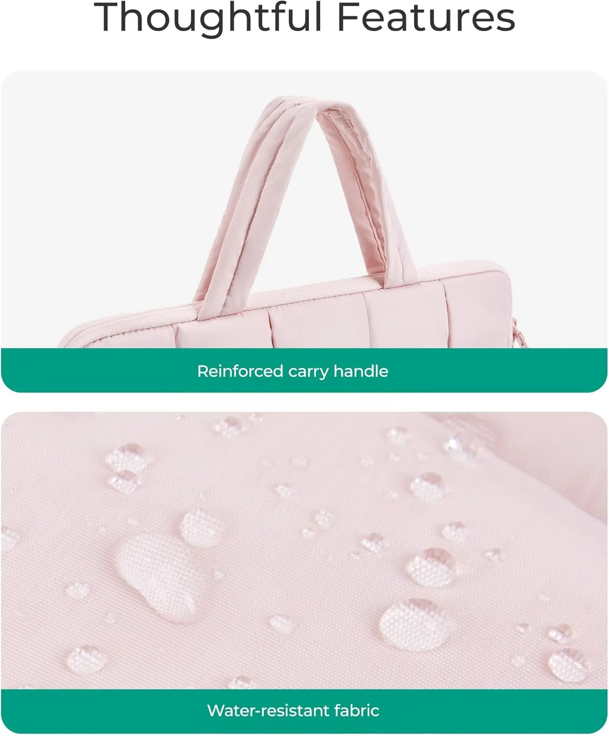 BAGSMART 15.6 Inch Laptop Case, Lightweight Puffy Laptop Sleeve with Handle, Macbook Case Sleeve Fitted with MacBook Air Pro 15 16 Inch M4 M3 M2 M1, Laptop Bag for Women Fitted with Dell,HP, Pink