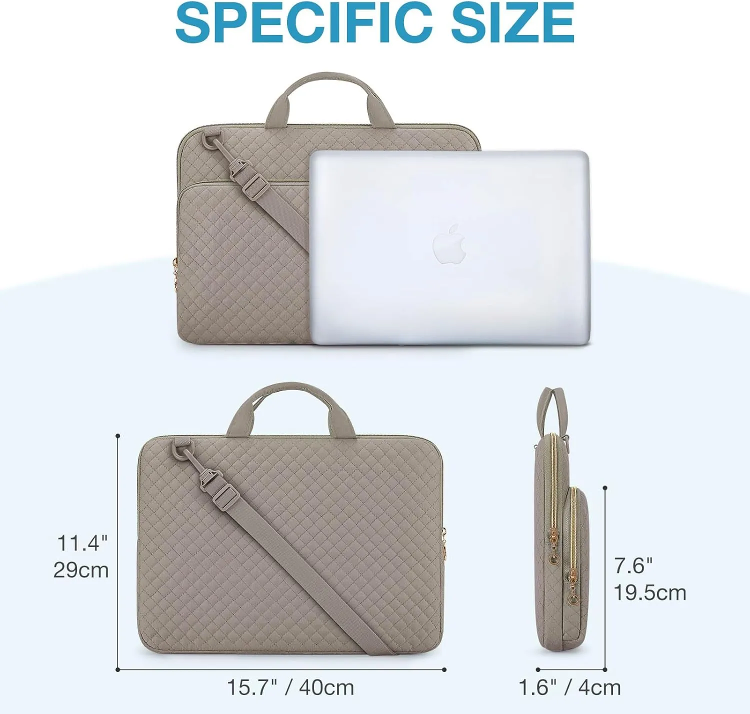 BAGSMART 15.6 inch Laptop Shoulder bag, Laptop Sleeve Compatible with MacBook Pro 16 Inch,15.6 inch HP,Dell,Acer Aspire,Asus Notebook,Laptop Protective Case with Shoulder Strap,Pocket,Handle,Gray