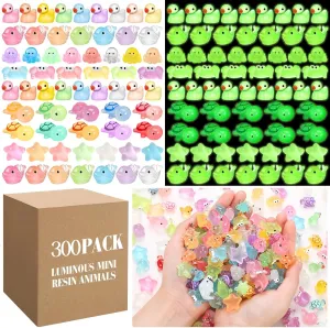 Barydat 300 Pcs Luminous Mini Ocean Resin Animals Figures Tiny Sea Animals Figurines Glow in The Dark for Aquariums Miniatures DIY Fish Tank Landscape Garden Landscape Sea Decor