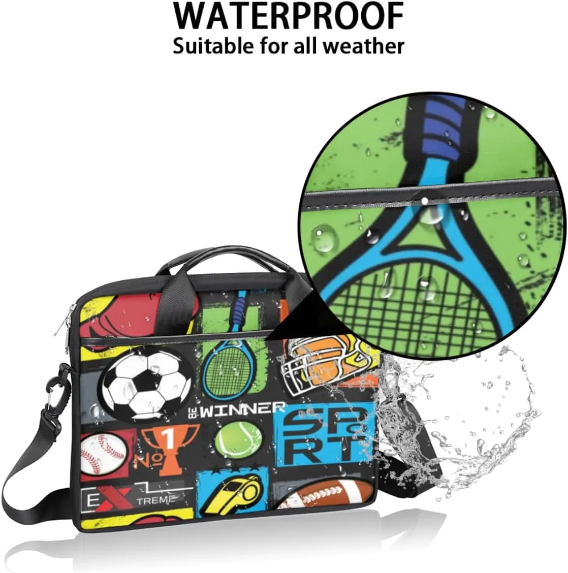 Basketball Laptop Bag for Women Men 13-15 Inch Computer Briefcase Bag Lightweight Notebook Shoulder Messenger Bag